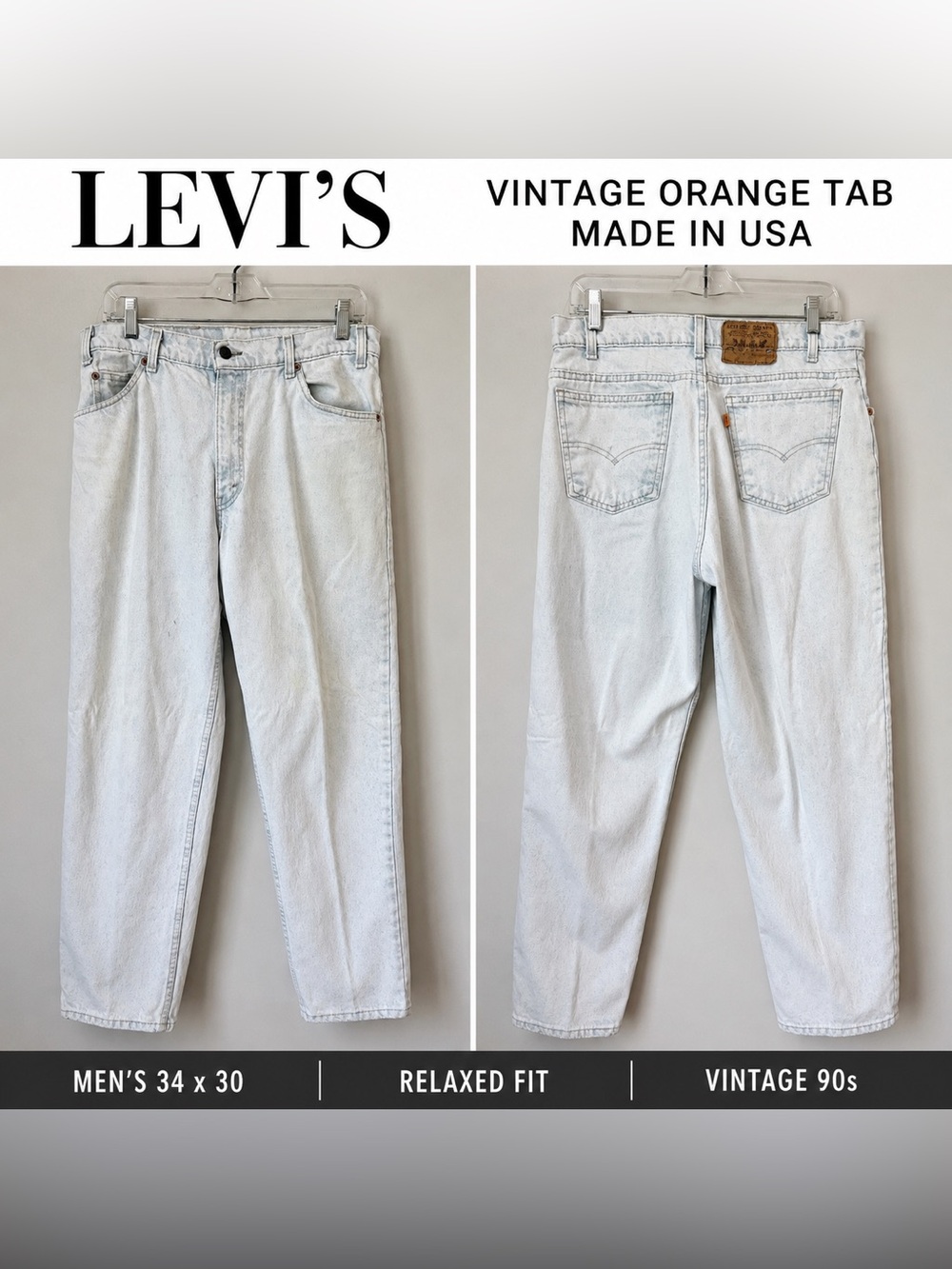 Vintage 90s Levi’s Orange Tab Jeans USA 34x30 🟢